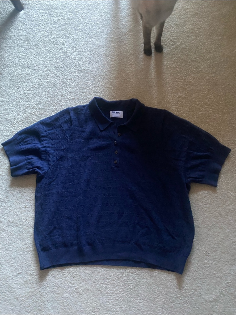 Old Navy Navy Textured Short-Sleeve Polo